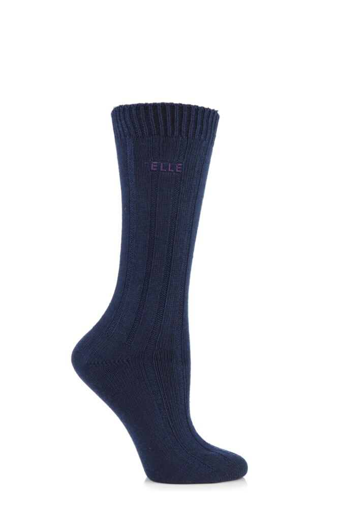  Ladies 1 Pair Elle Wool Ribbed Boot Socks