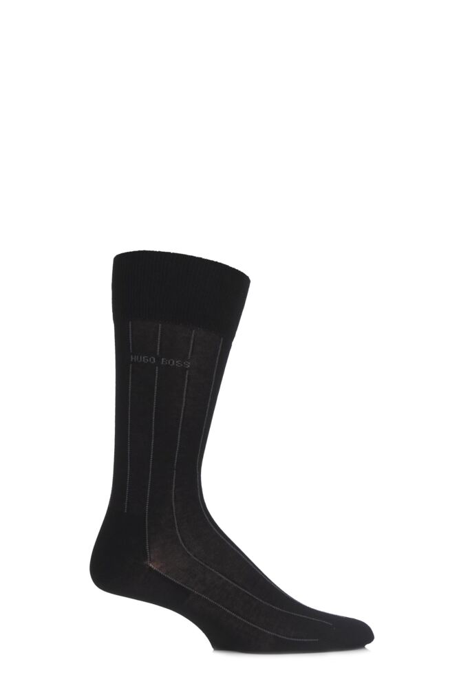 HUGO BOSS GEORGE 80% MERCERISED COTTON PINSTRIPED SOCKS