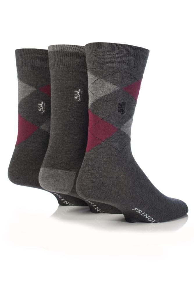 Mens 3 Pair Pringle Classic Bamboo Argyle Socks In 3 Colours