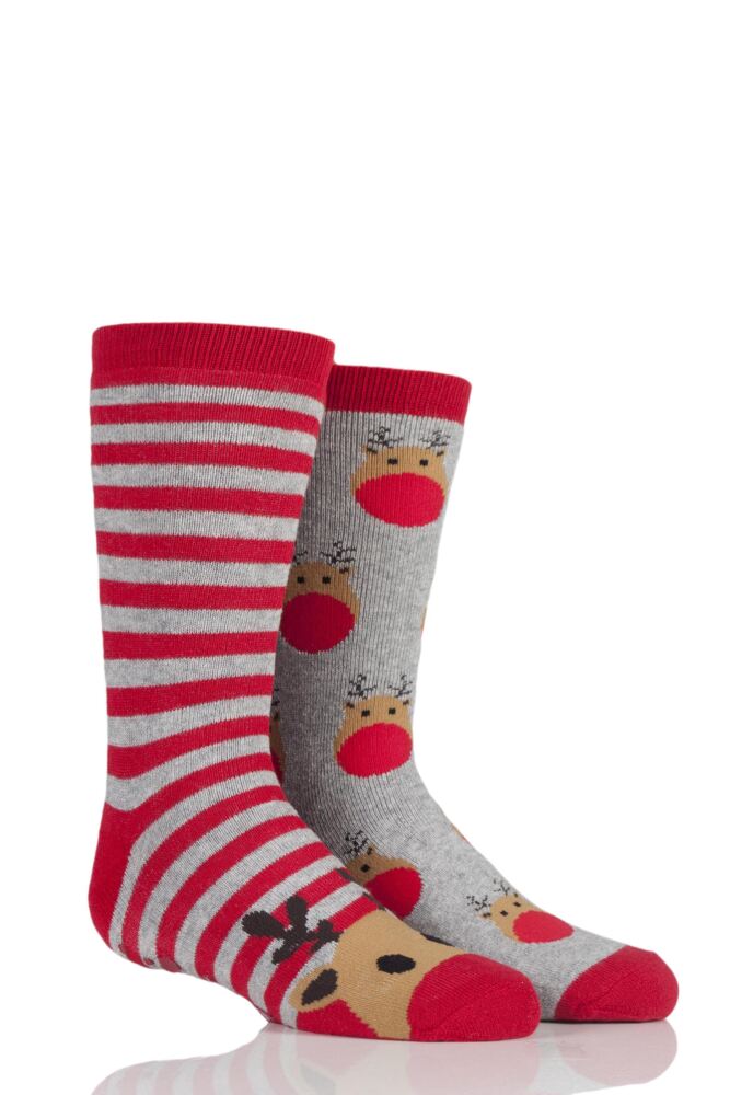  Christmas Novelty Reindeer Slipper Socks with Grip