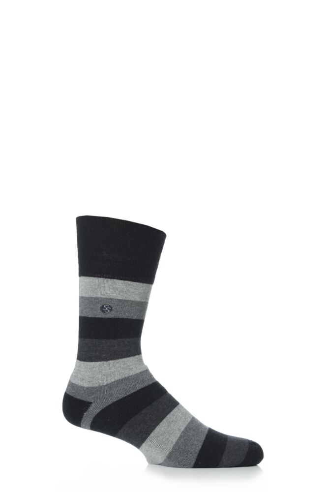 Gentle Grip Cushioned Foot Black Bold Stripe Socks