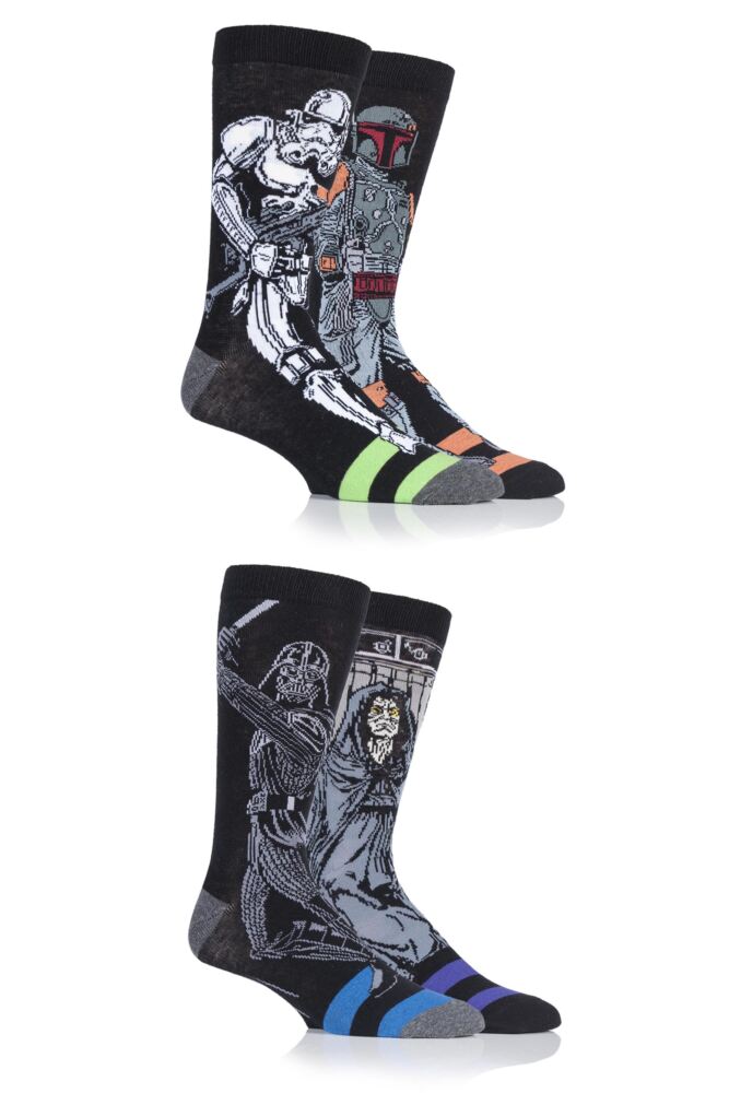 STAR WARS VILLAINS DARTH VADER, BOBA FETT, EMPEROR AND STORMTROOPER SOCKS IN GIFT BOX