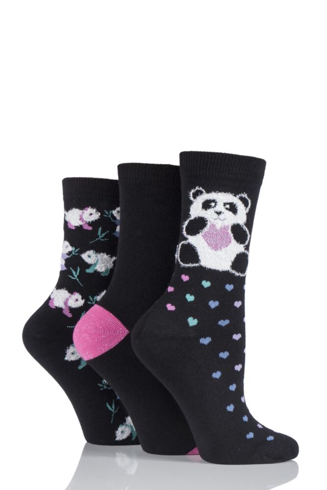 Just For Fun Panda and Love Heart Novelty Cotton Socks