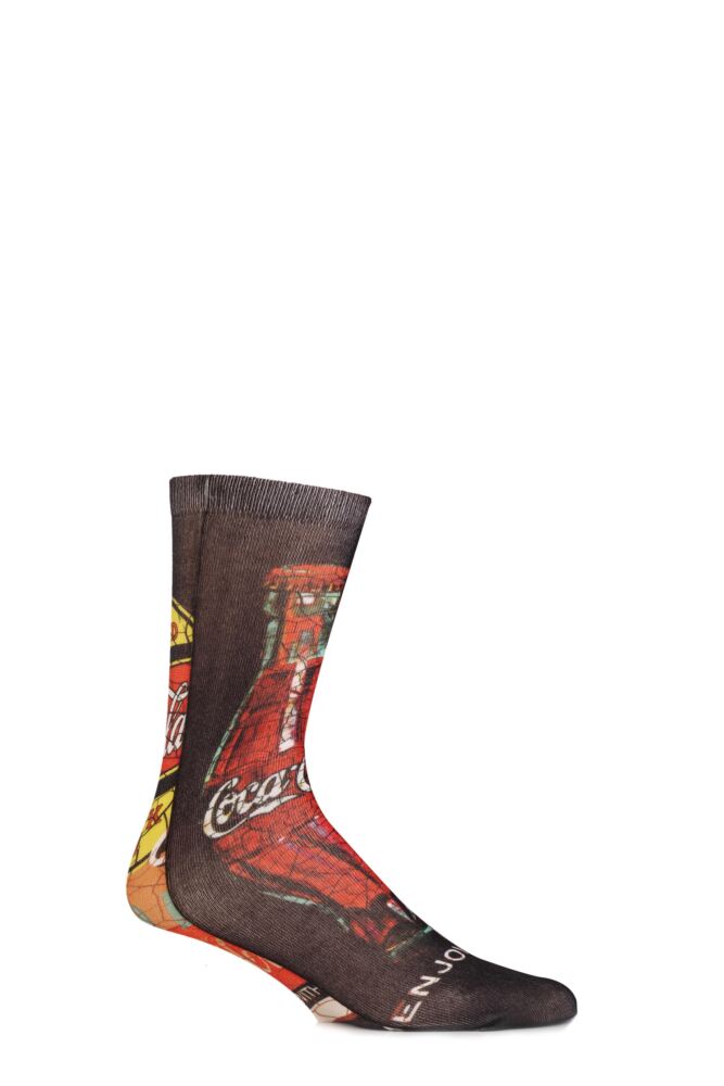  Mens 1 Pair Coca Cola Cracked Image Printed Socks