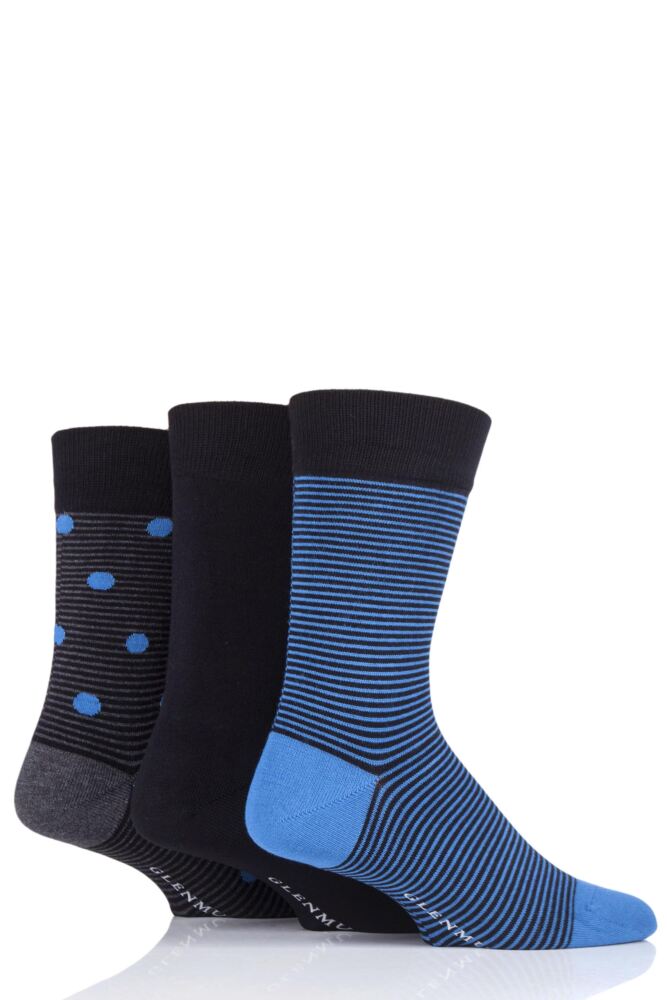 GLENMUIR STRIPED BLACK BAMBOO SOCKS