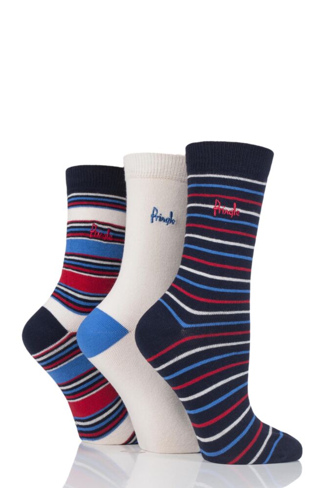 Pringle Sally Stripe and Plain Cotton Socks