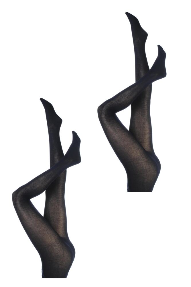 Ladies 2 Pair Elle Plain Bamboo Tights