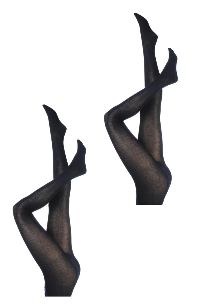  Ladies 2 Pair Elle Plain Bamboo Tights