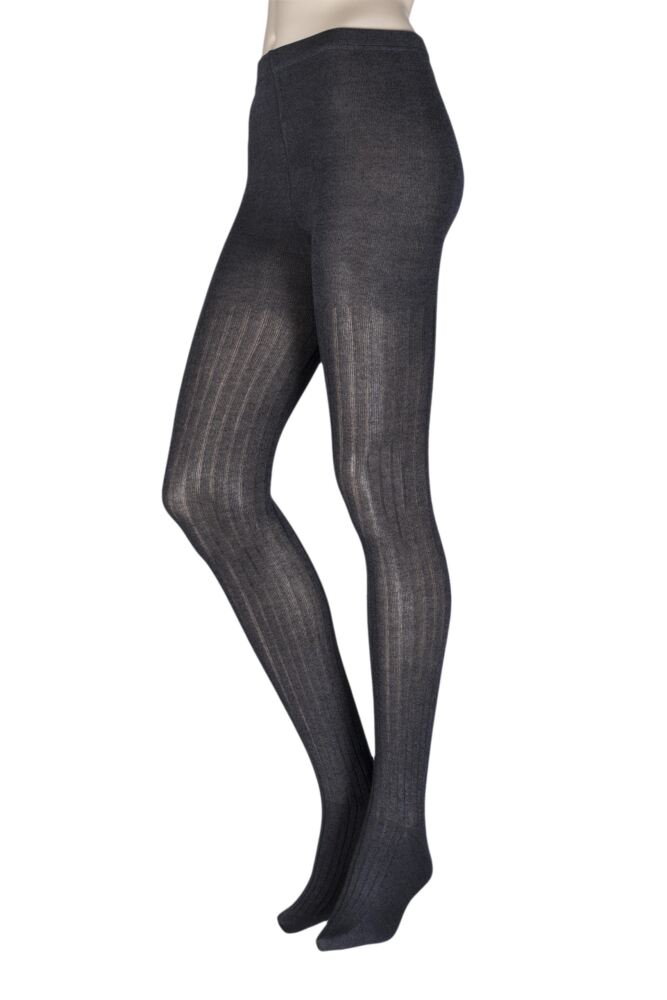  Ladies 1 Pair Elle Ribbed Bamboo Tights