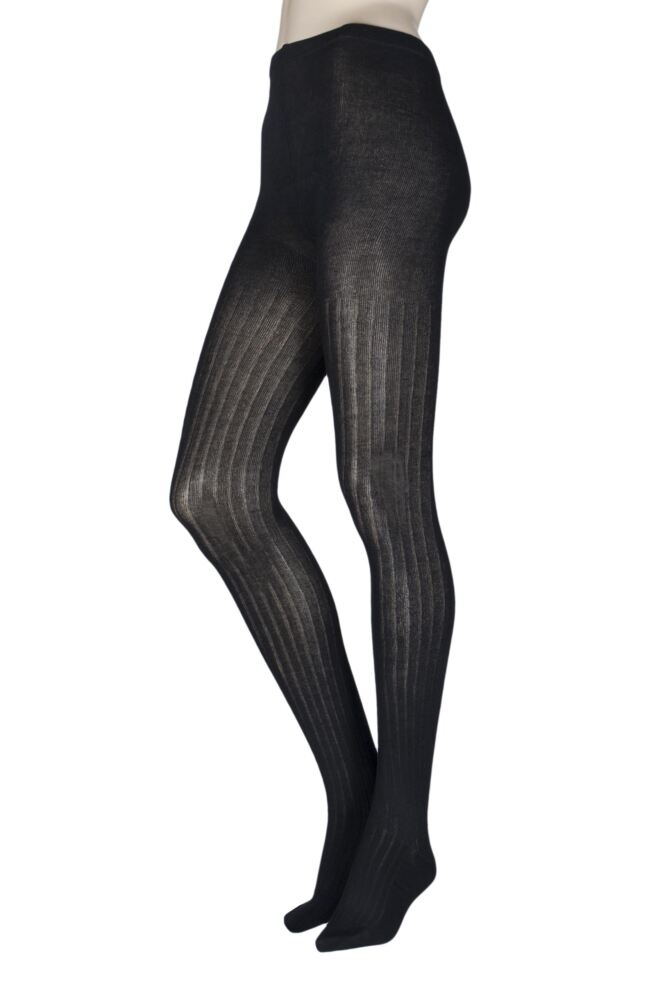  Ladies 1 Pair Elle Ribbed Bamboo Tights