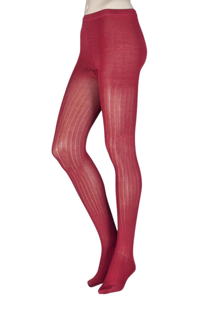  Ladies 1 Pair Elle Ribbed Bamboo Tights - Sale