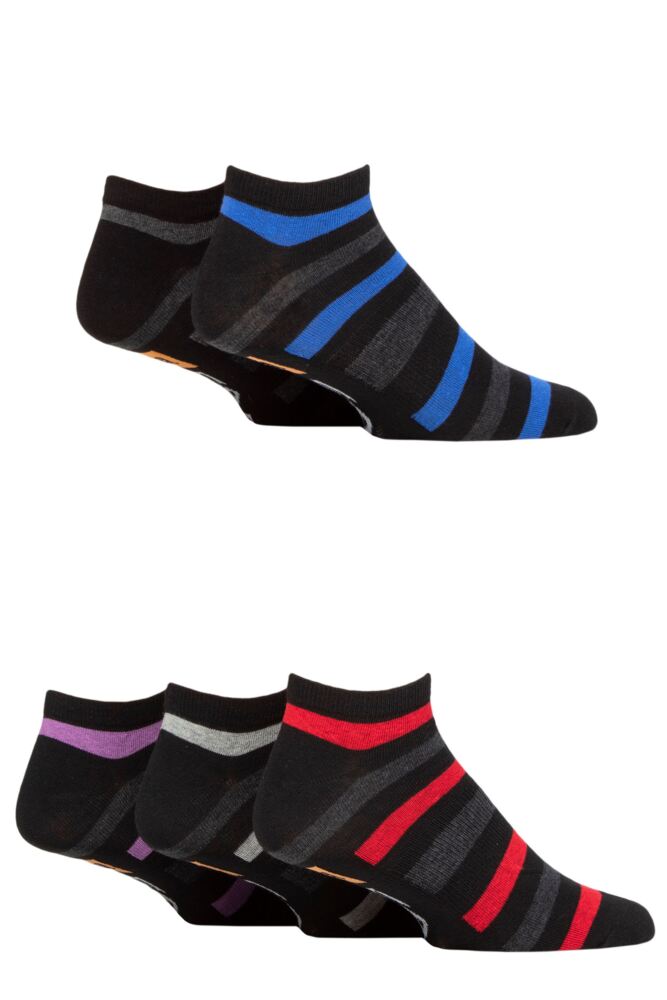 <div class="font-weight-bold">Farah</div>Mens Cotton Arch Support Striped Trainer Socks 5-Pair