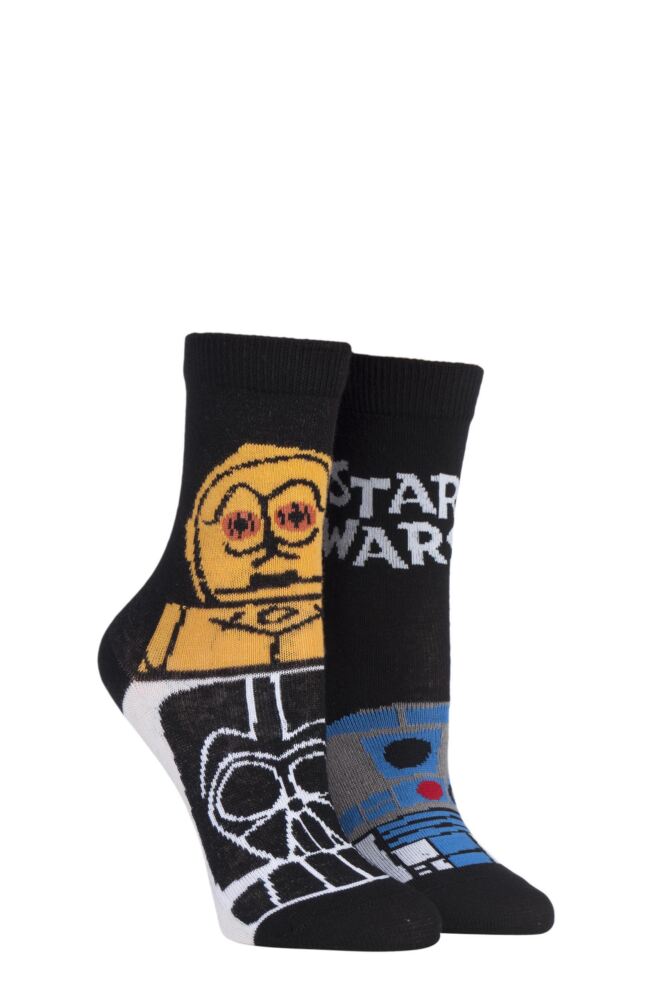 <div class="font-weight-bold">Film & TV Characters</div>Kids Cotton Star Wars R2-D2 & C-3P0 Socks 2-Pair
