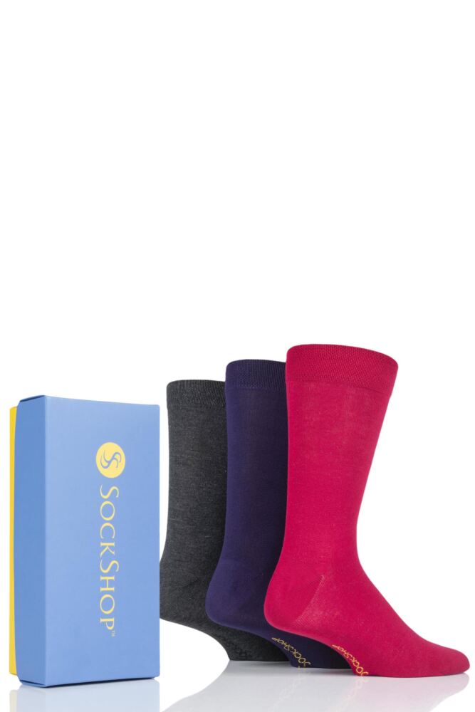 MENS 3 PAIR SOCKSHOP BAMBOO BRIGHT GIFT BOXED SOCKS