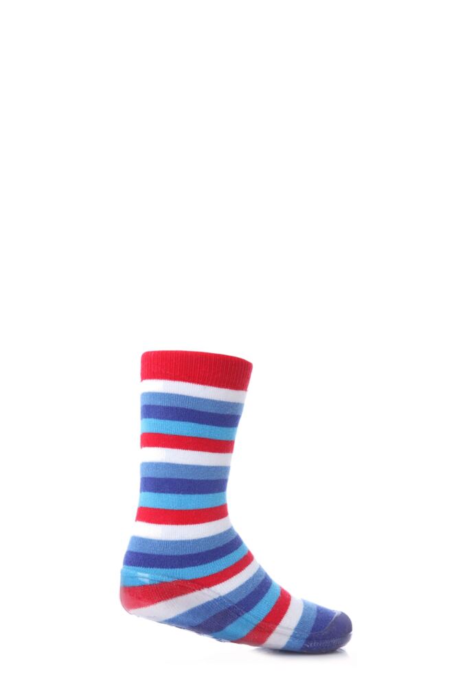 BOYS 1 PAIR SOCKSHOP STRIPED GRIPPER SLIPPER SOCKS 25% OFF THIS STYLE