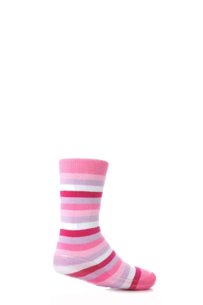 GIRLS 1 PAIR SOCKSHOP STRIPED GRIPPER SLIPPER SOCKS 25% OFF THIS STYLE