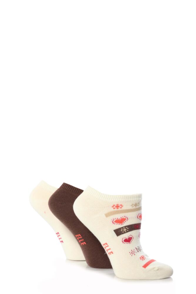 Young Elle Stone Hearts and Stripe Trainer Socks