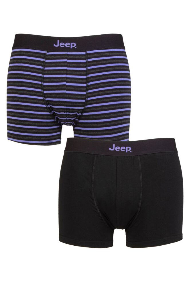 <div class="font-weight-bold">Jeep</div>Mens Cotton Fitted Striped Trunks 2-Pack