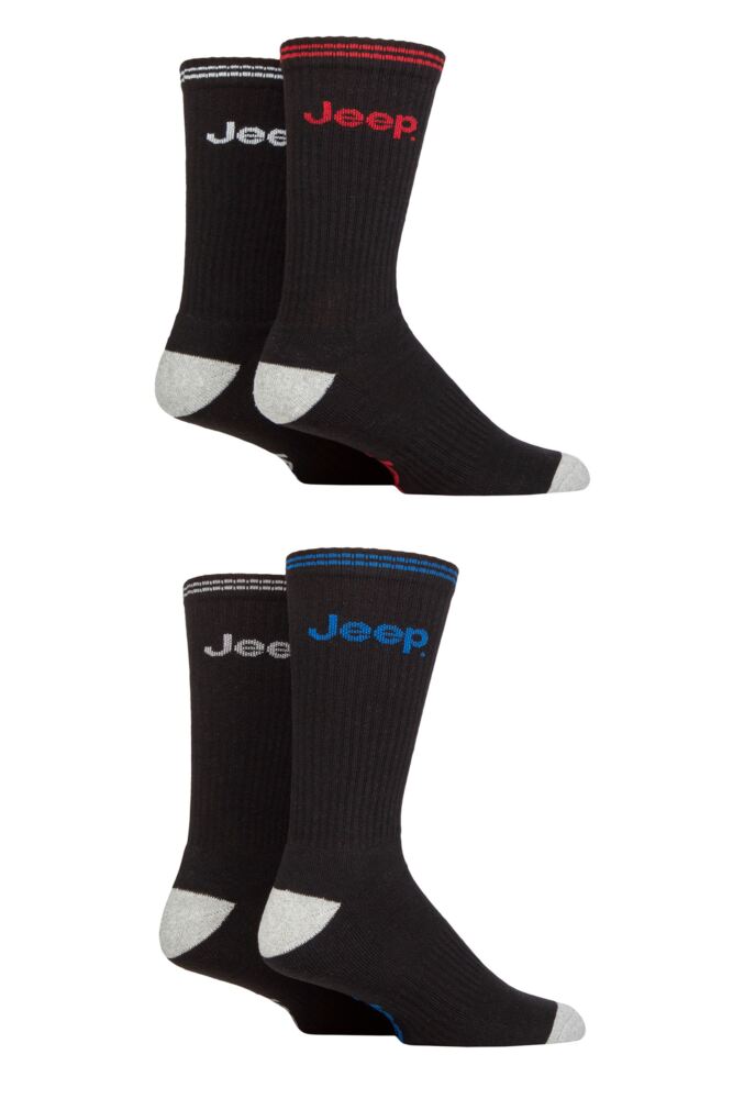 <div class="font-weight-bold">Jeep</div>Mens Cushioned Crew Sports Socks 4-Pair
