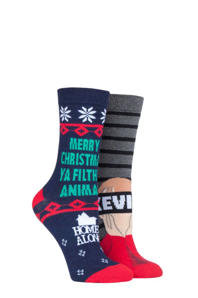 <div class="font-weight-bold">Film & TV Characters</div>Mens & Womens Cotton Home Alone Socks 2-Pair
