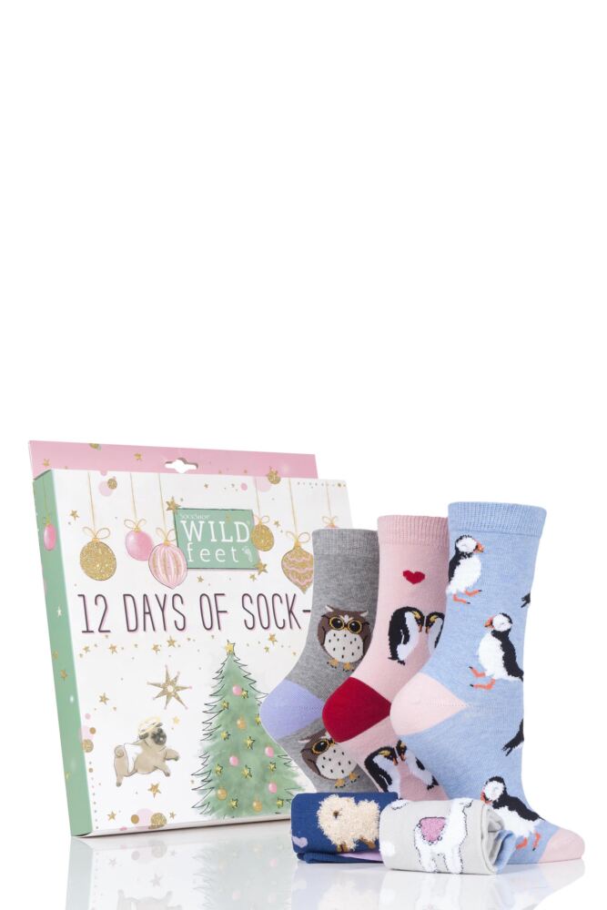 Ladies 12 Pair SockShop Wild Feet 12 Days of Sock-Mas Christmas Advent Calendar Socks