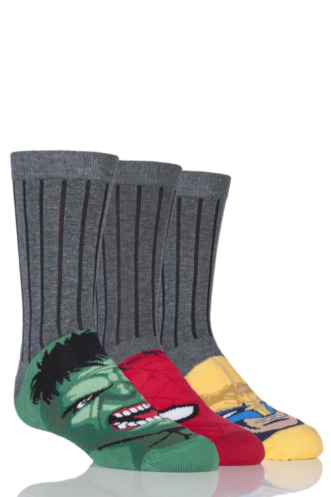 BOYS 3 PAIR MARVEL HEROES SCHOOL SOCKS - HULK, SPIDER-MAN AND WOLVERINE 25% OFF THIS STYLE