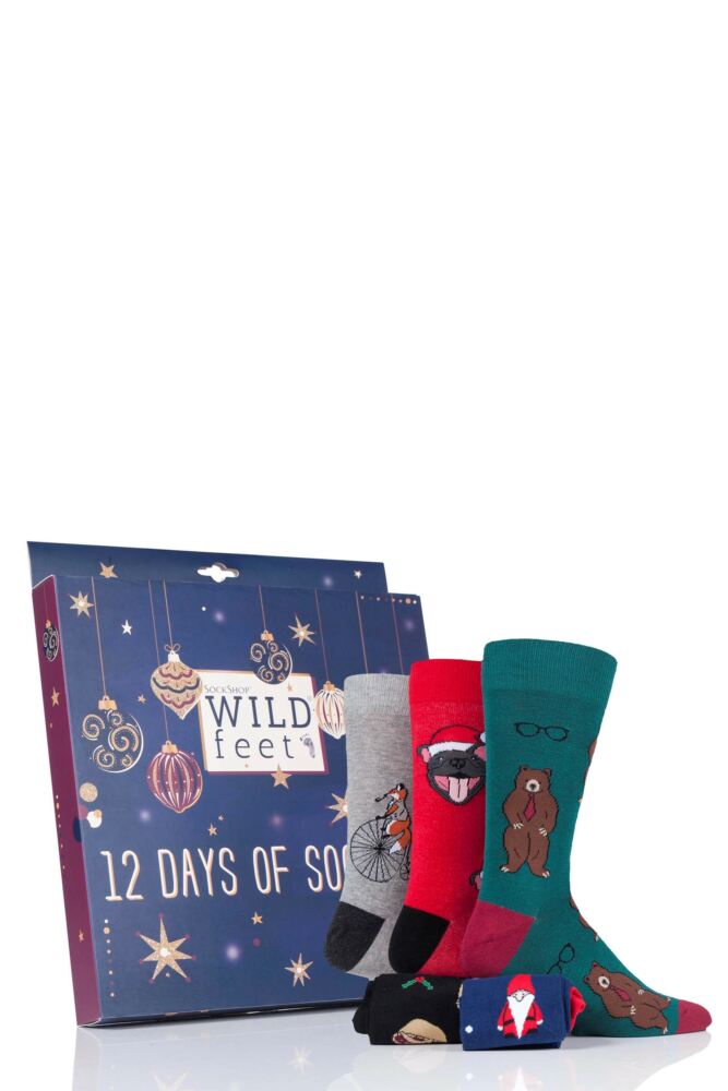 Mens 12 Pair SockShop Wild Feet 12 Days of Sock-Mas Christmas Advent Calendar Socks