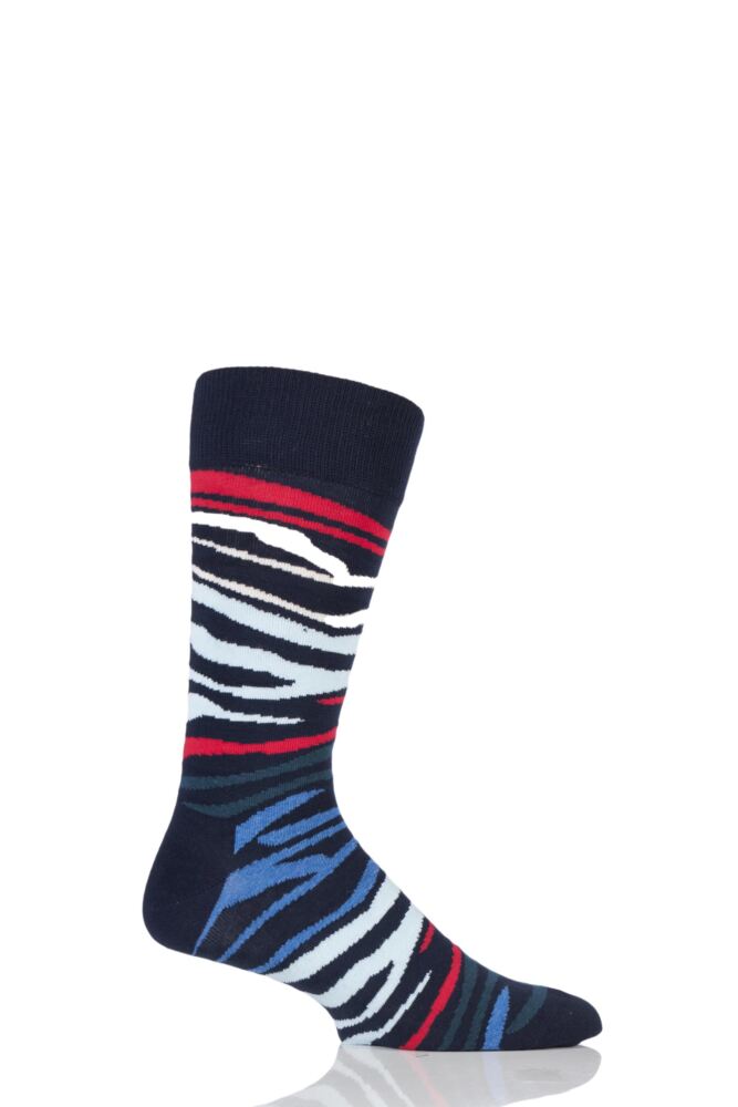 Happy Socks Multi Zebra Combed Cotton Socks