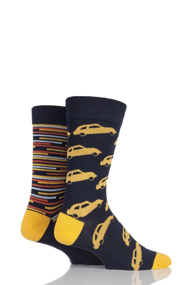 Sockshop Taxi Cab Patterned and Striped Bamboo Socks