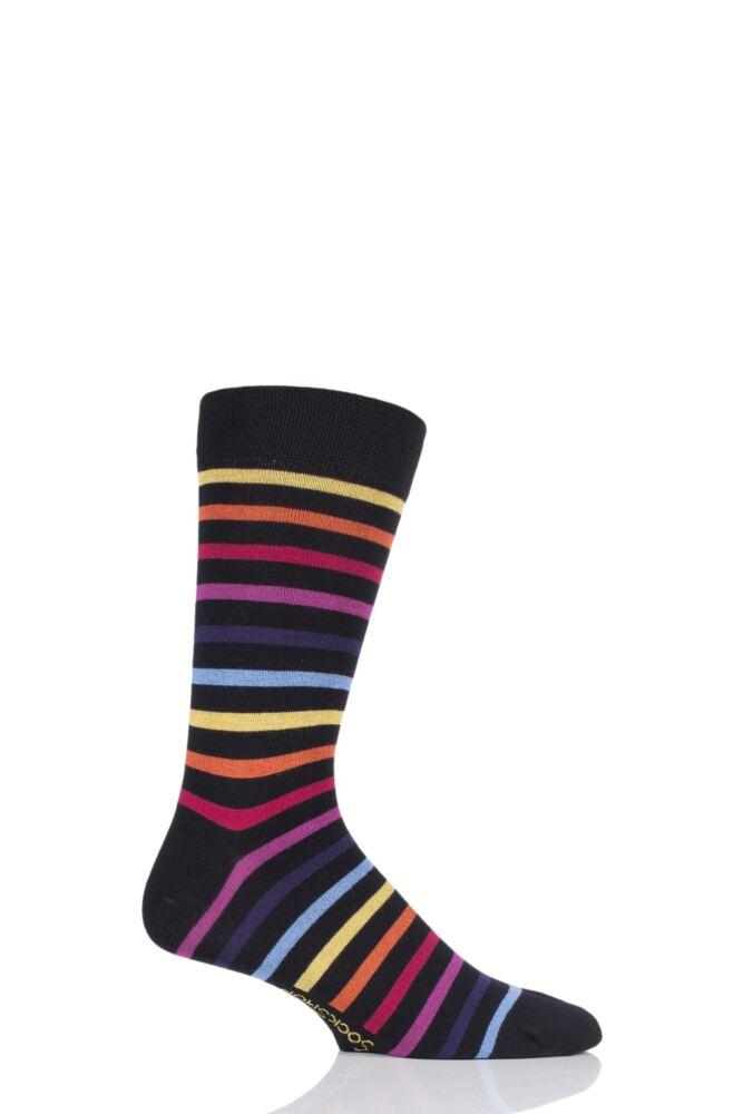 STRIPED COLOUR BURST BAMBOO SOCKS WITH SMOOTH TOE SEAMS