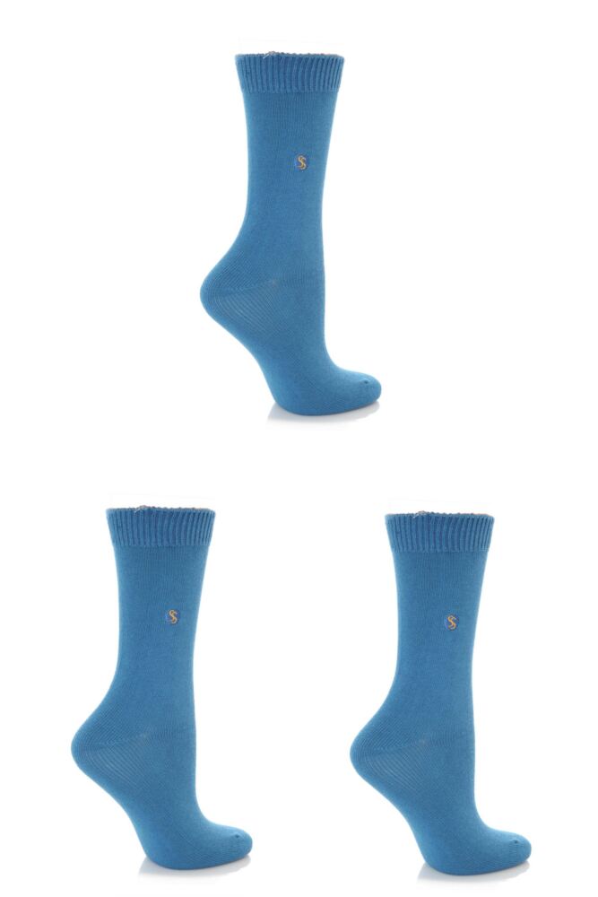 Ladies 3 Pair SockShop Colour Burst Cotton Socks with Smooth Toe Seams