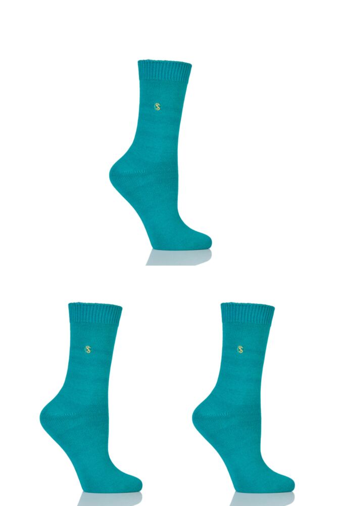 Ladies 3 Pair SockShop Colour Burst Cotton Socks with Smooth Toe Seams