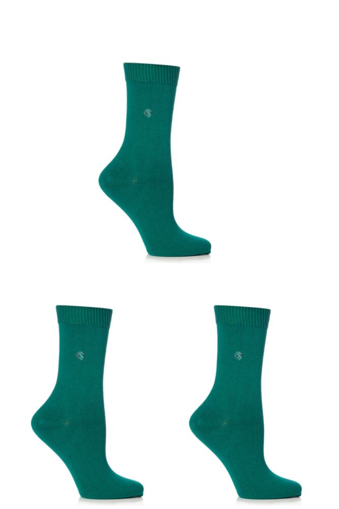 Ladies 3 Pair SockShop Colour Burst Cotton Socks with Smooth Toe Seams