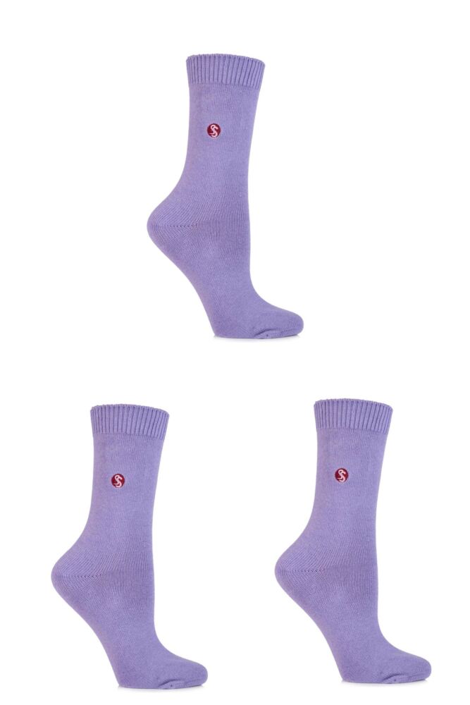 Ladies 3 Pair SockShop Colour Burst Cotton Socks with Smooth Toe Seams