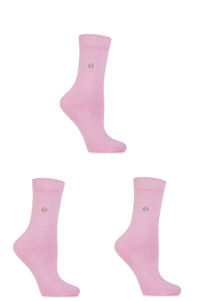 Ladies 3 Pair SockShop Colour Burst Cotton Socks with Smooth Toe Seams