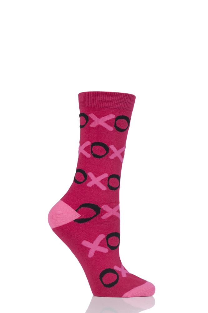  Ladies 1 Pair SockShop Patterned Colour Burst Cotton Socks with Smooth Toe Seams