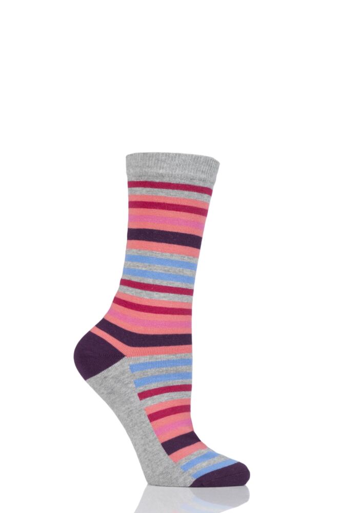 SOCKSHOP STRIPED COLOUR BURST COTTON SOCKS WITH SMOOTH TOE SEAMS