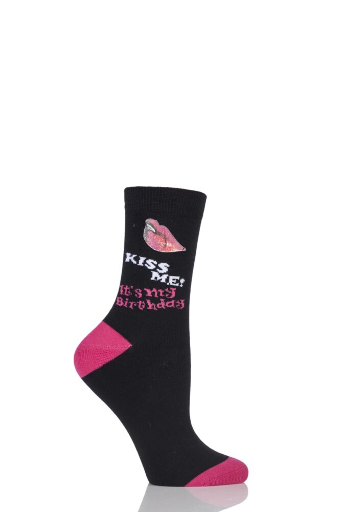  Ladies 1 Pair SockShop Birthday Dare To Wear - Kiss Me! It's My Birthday 