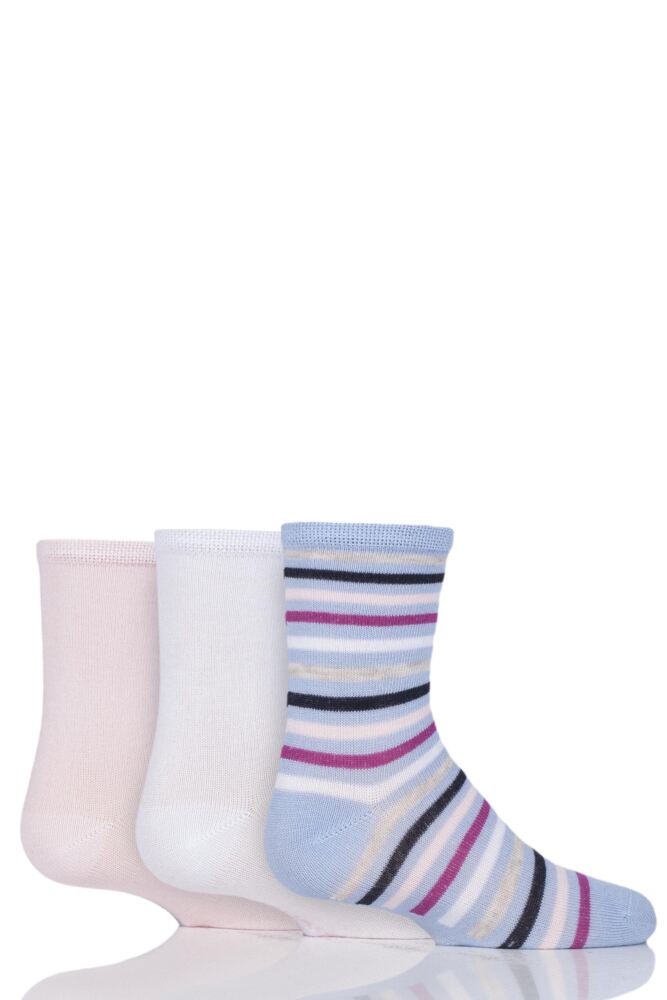  Babies and Kids 3 Pair SockShop Plain and Stripe Bamboo Socks with Smooth Toe Seams