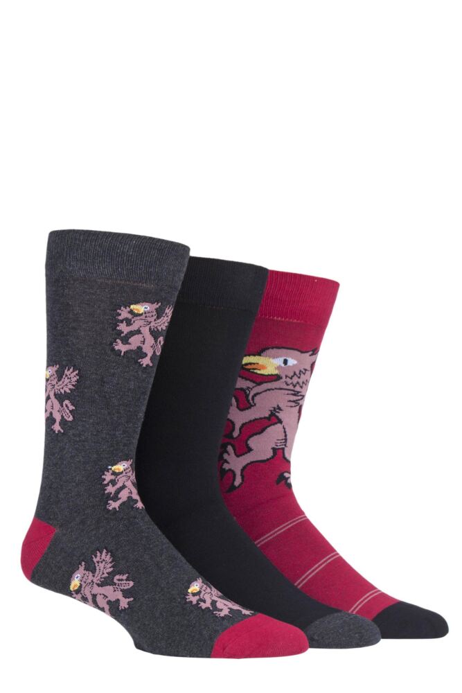 <div class="font-weight-bold">Wildfeet</div>Mens Cotton Griffin Novelty Socks 3-Pair