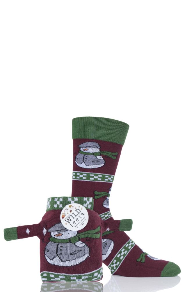 SOCKSHOP WILD FEET SANTA SNOWMAN CHRISTMAS JUMPER GIFT BAG SOCKS