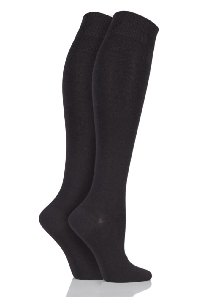 LADIES 2 PAIR ELLE PLAIN BAMBOO KNEE HIGHS