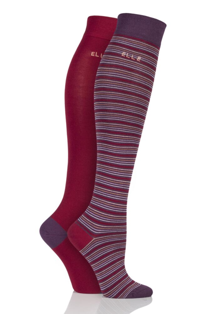 Elle Bamboo Striped and Plain Knee High Socks