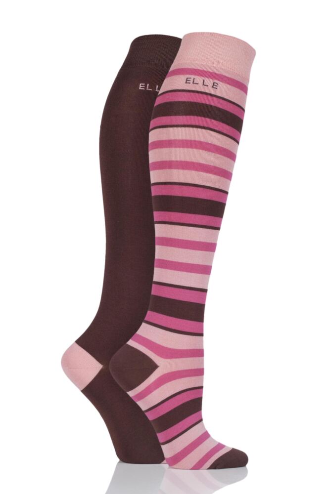 Elle Bamboo Striped and Plain Knee High Socks