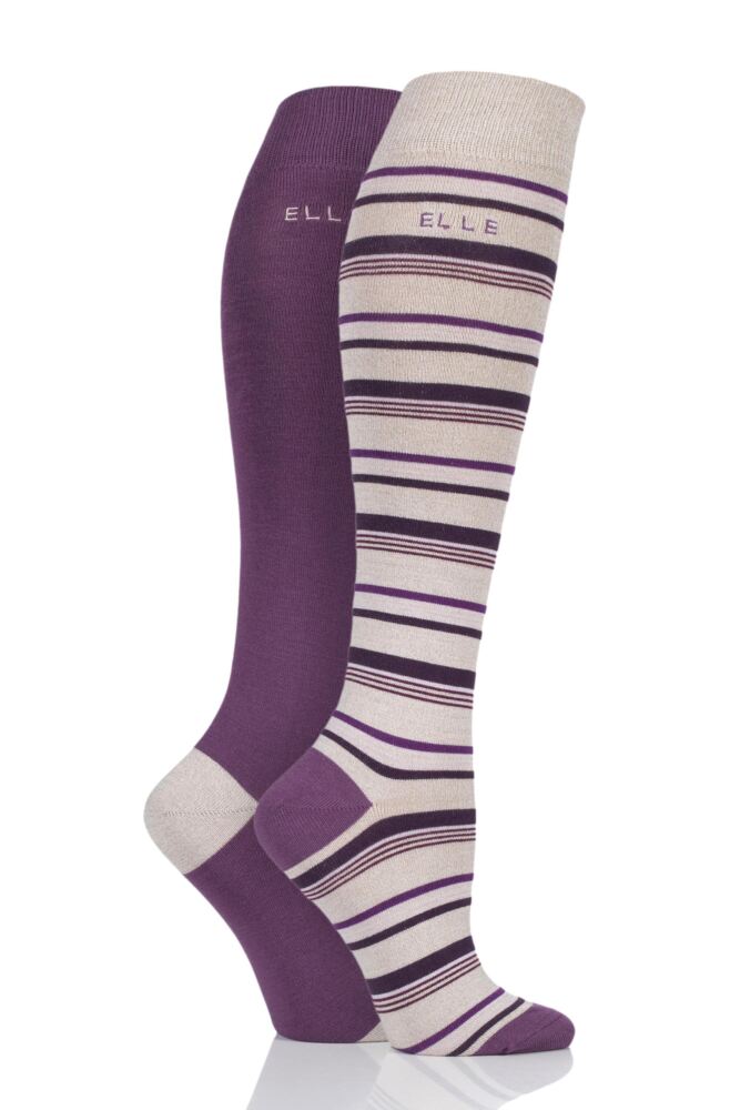 Elle Bamboo Striped and Plain Knee High Socks