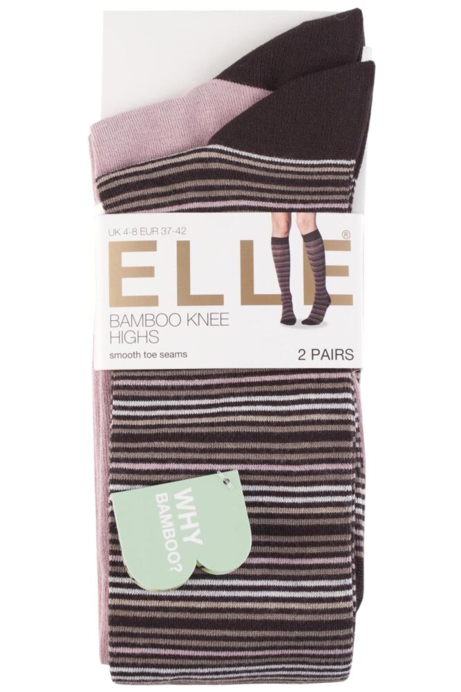Elle Bamboo Striped and Plain Knee High Socks