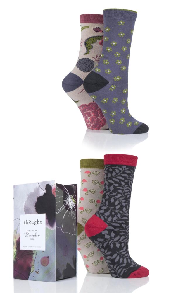 THOUGHT FLORAL BAMBOO AND ORGANIC COTTON SOCKS GIFT BOX