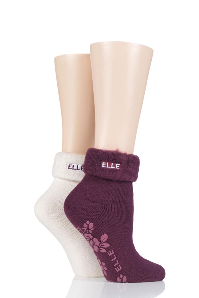  Ladies 2 Pair Elle Thermal Bed and Slipper Socks