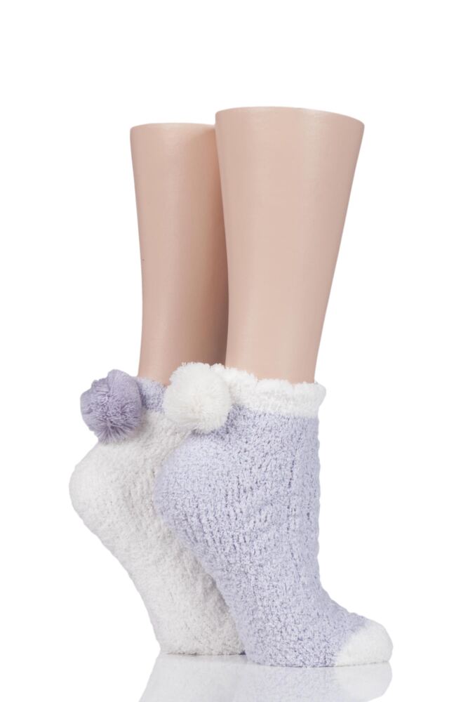 Ladies Elle Cable Cosy Anklet Socks with Pom Poms from