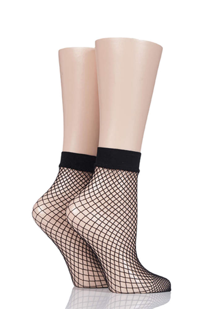 2 Pair Elle Classic Fishnet Anklet Socks